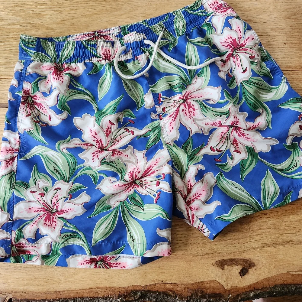 Polo Ralph Lauren Swim Trunks Mens Large Floral Hawaiian Board Shorts Drawstring